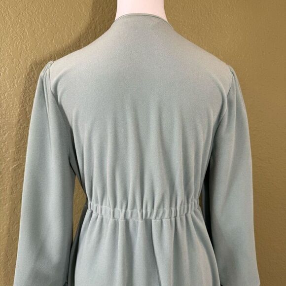 Vanity Fair Women's S Long Sleeve Crossover Robe Light Green Floral Embroidered - Picture 7 of 10
